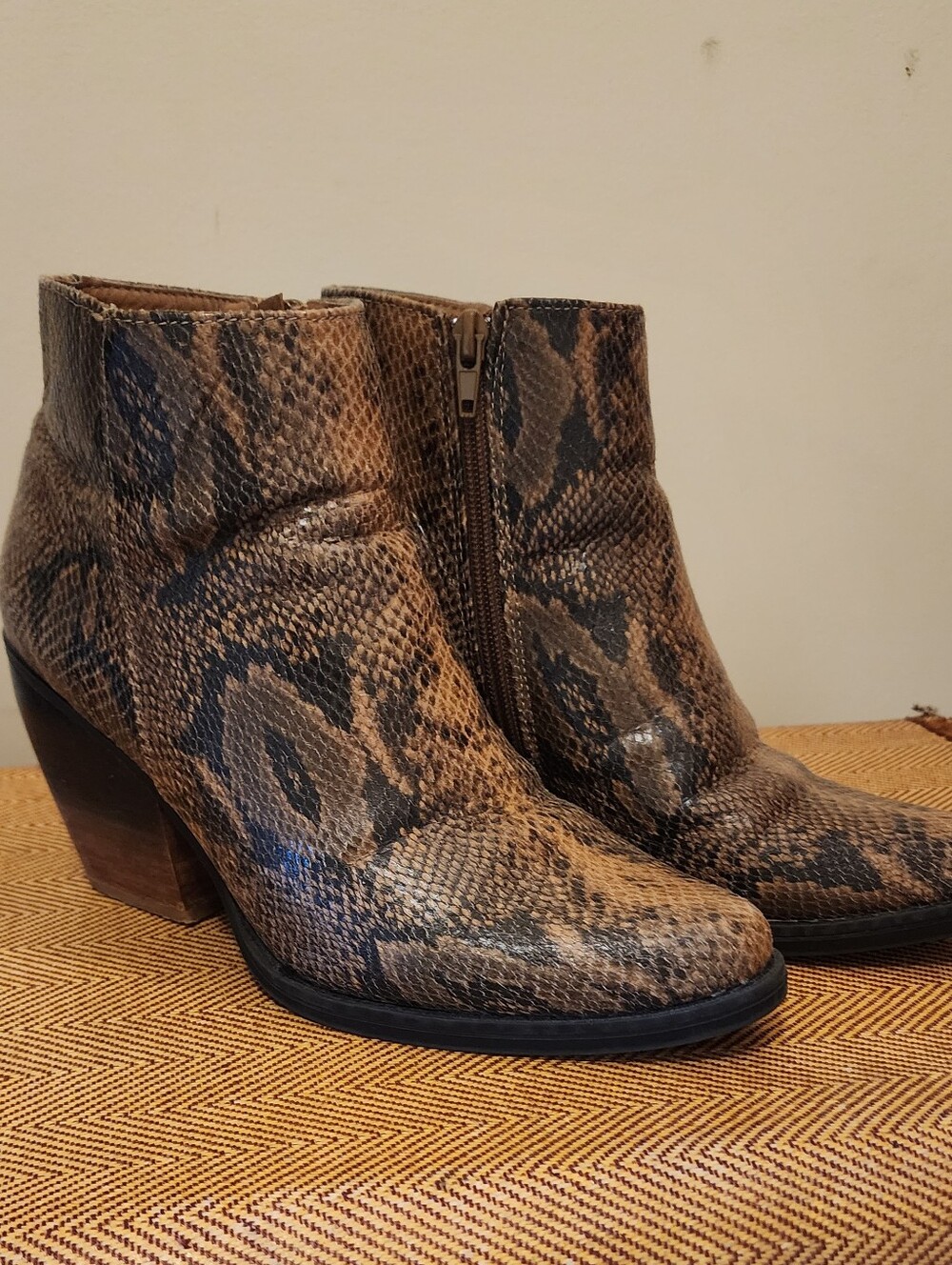 Vince Camuto Brown Snake-Embossed Women's Boot Bag